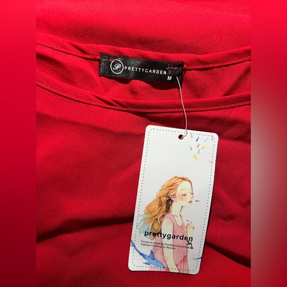 PRETTYGARDEN Womens Lantern Long Sleeve Asymmetrical Irregular Hem Blouse Shirt - Picture 5 of 7